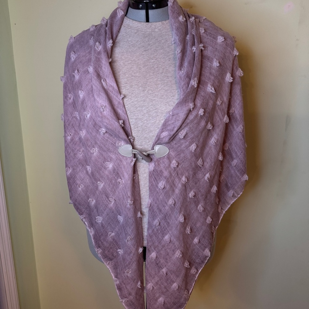 Lavender Textured Shawl with leather clasp